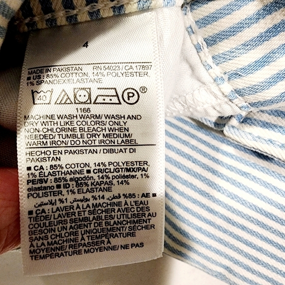 Old Navy Extra High Rise Jeans Women's 4 Sky Hi Straight Blue Striped Button Fly - Picture 11 of 16